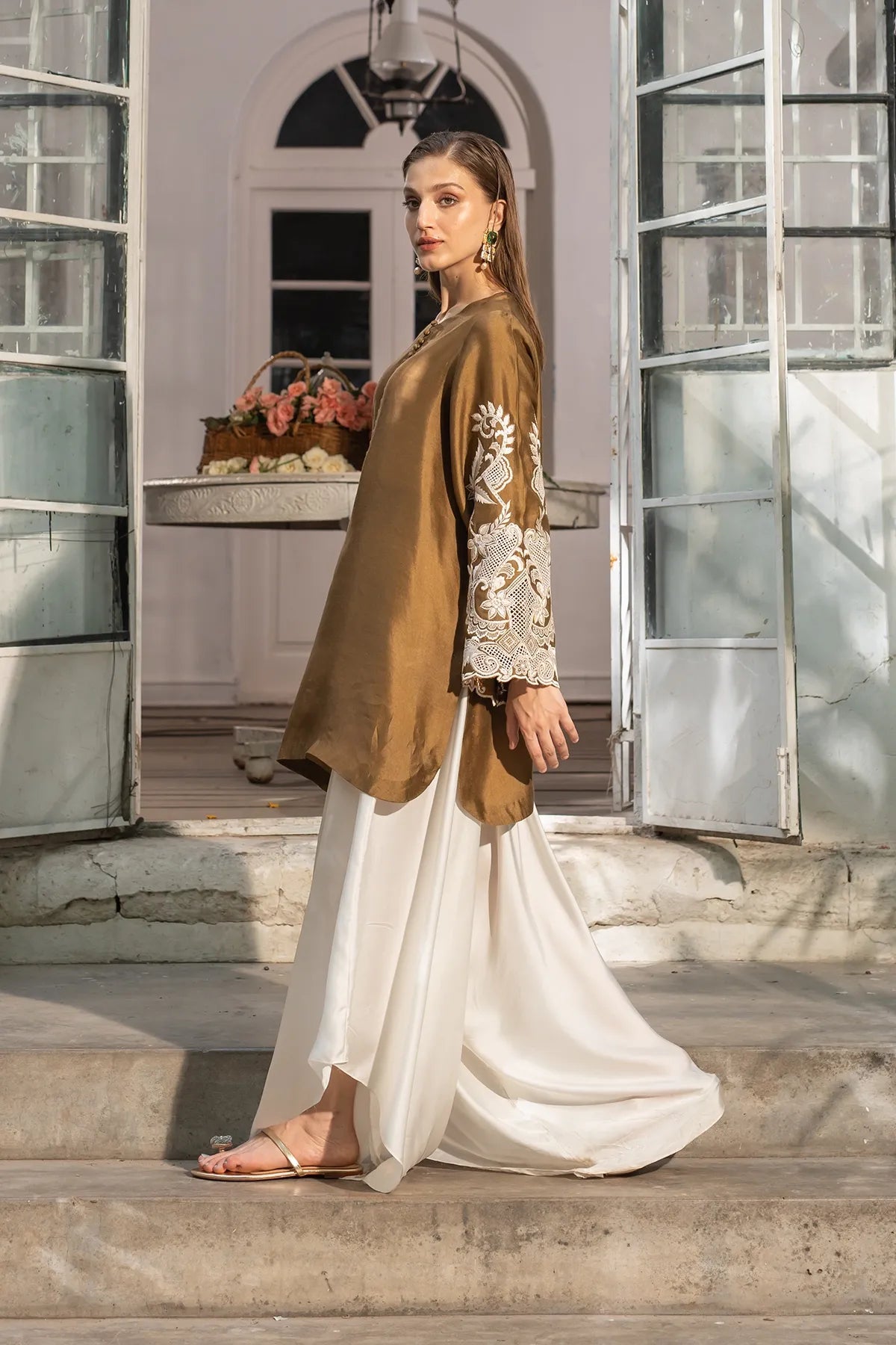 Zaitoon – Mehndi Cotton Kurta & Pants