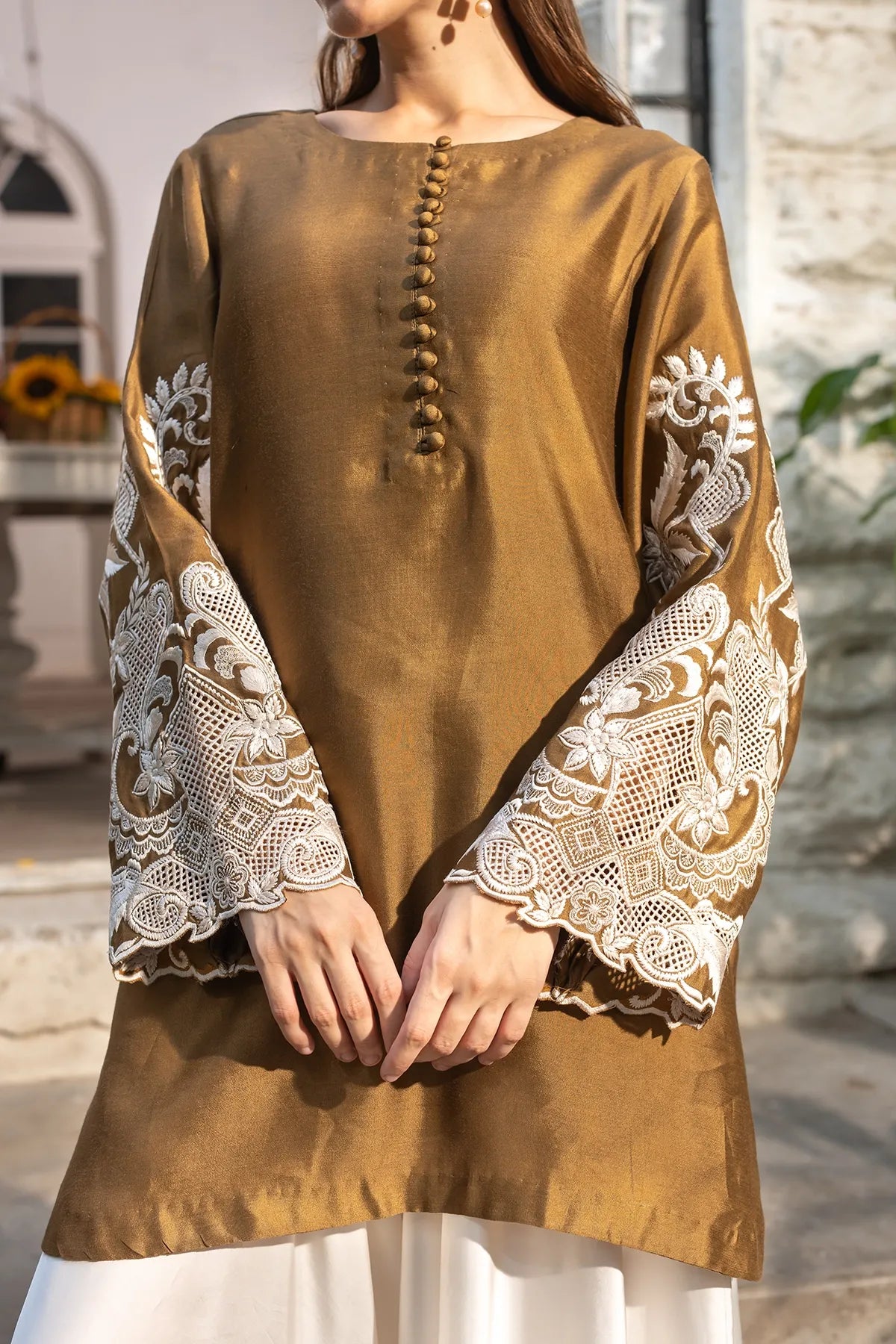 Zaitoon – Mehndi Cotton Kurta & Pants