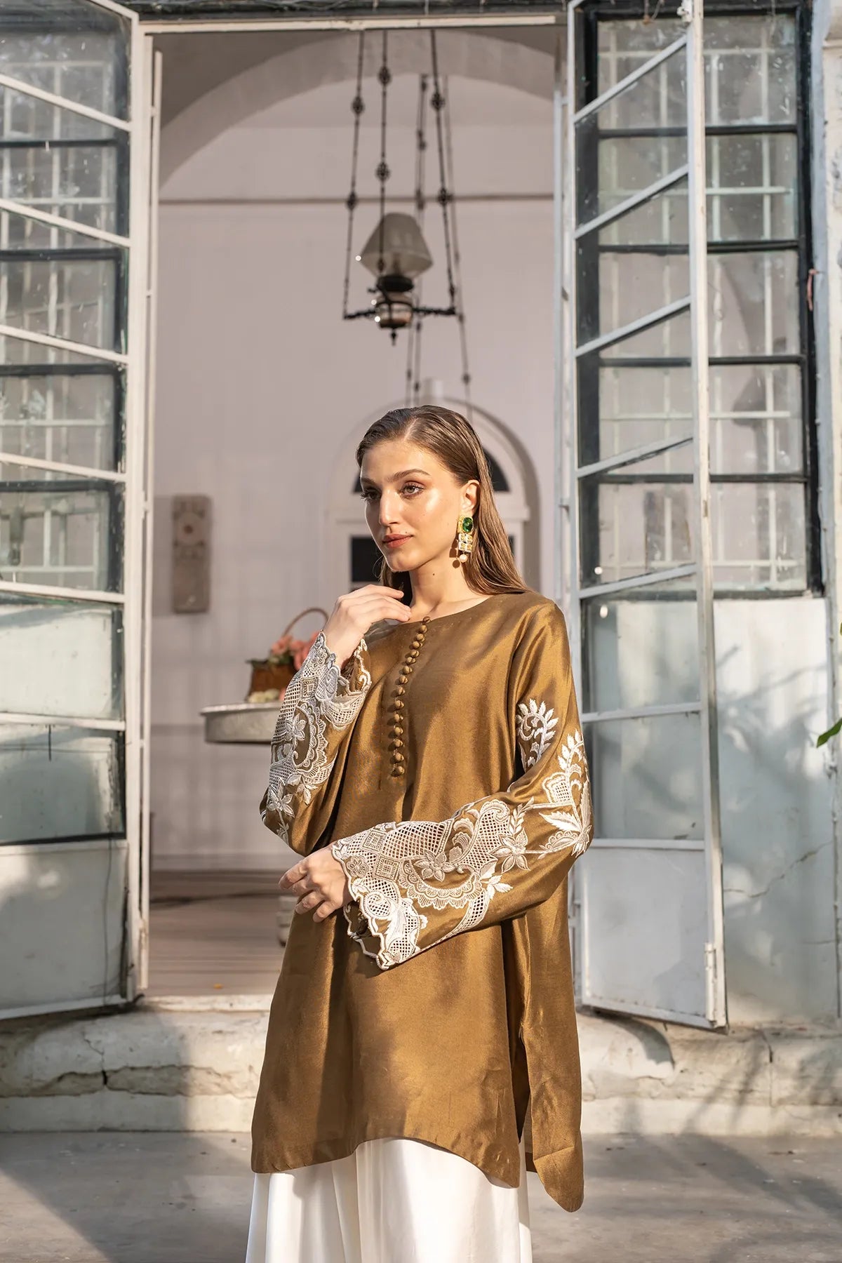 Zaitoon – Mehndi Cotton Kurta & Pants