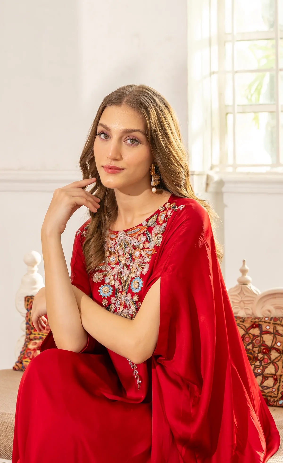 Silk Ember – Red Kaftan